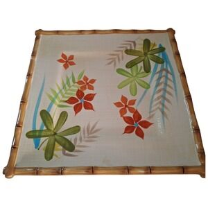 Home Decor Target Ipanema Square Platter Tropical Hand-Painted bamboo Rim floral